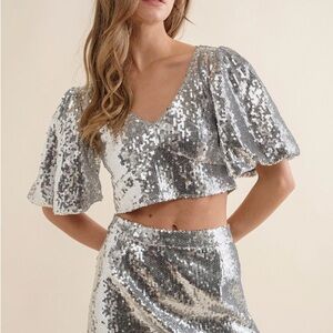 Silver Sequin 2 piece set